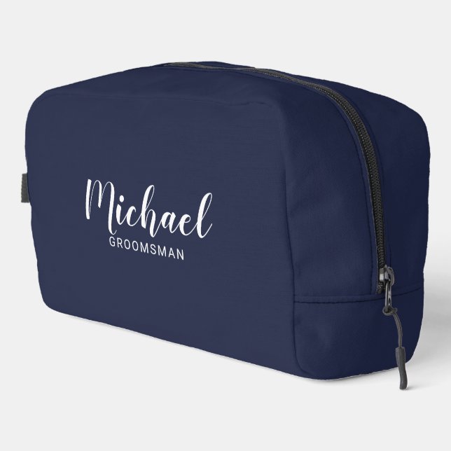 Modern Script Personalised Groomsmen Dopp Kit (Right Corner)