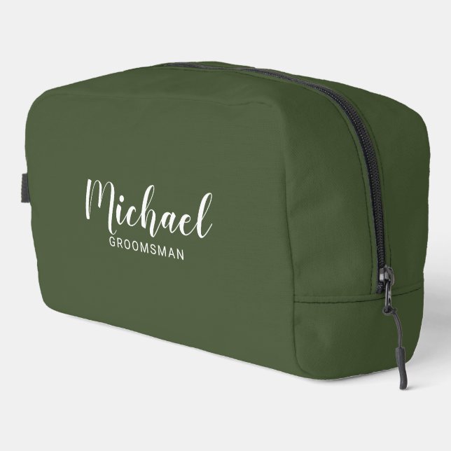 Modern Script Personalised Groomsmen Dopp Kit (Right Corner)