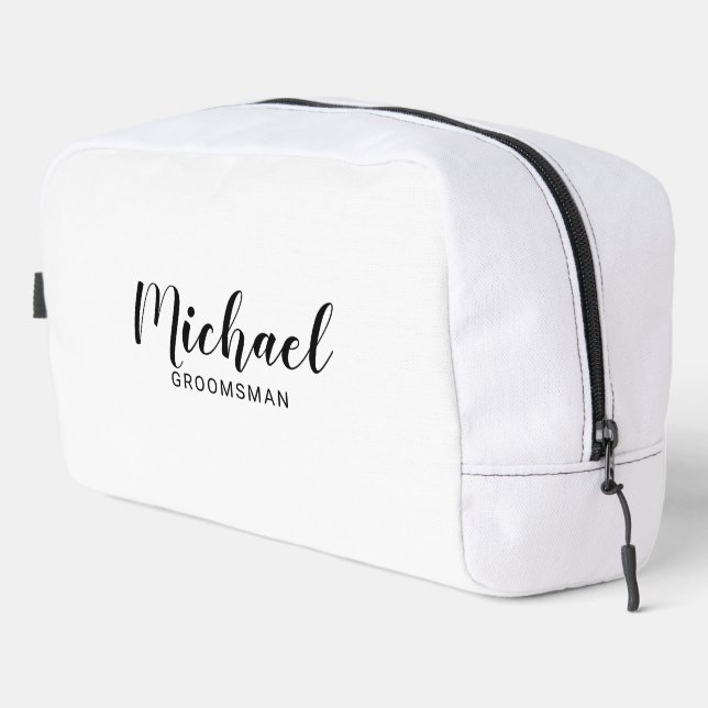 Modern Script Personalised Groomsmen Dopp Kit (Right Corner)