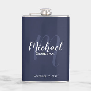 Modern Script Personalised Groomsmen Flask