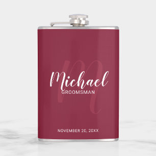 Modern Script Personalised Groomsmen Flask