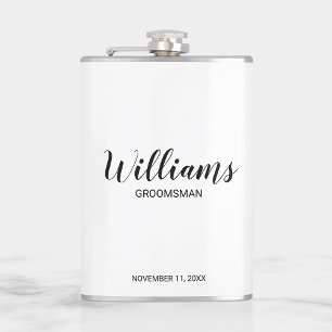 Modern Script Personalised Groomsmen Hip Flask