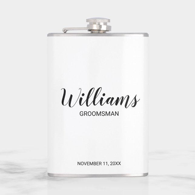 Modern Script Personalised Groomsmen Hip Flask (Creator Uploaded)