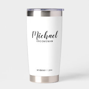 Modern Script Personalised Groomsmen Insulated Tumbler