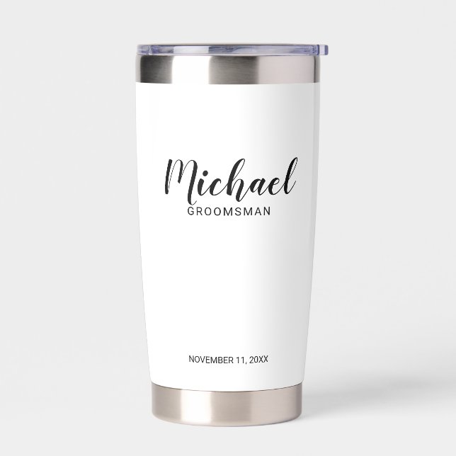 Modern Script Personalised Groomsmen Insulated Tumbler (Left)