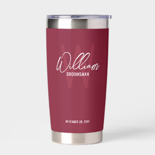Modern Script Personalised Groomsmen Insulated Tumbler