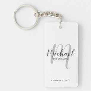 Modern Script Personalised Groomsmen Key Ring