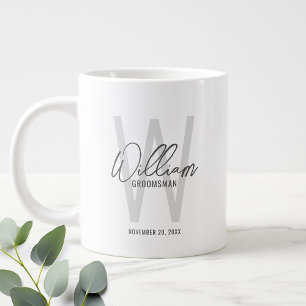 Modern Script Personalised Groomsmen Large Coffee Mug