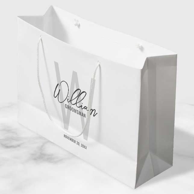 Modern Script Personalised Groomsmen Large Gift Bag (Creator Uploaded)
