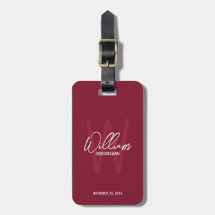 Modern Script Personalised Groomsmen Luggage Tag
