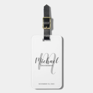 Modern Script Personalised Groomsmen Luggage Tag