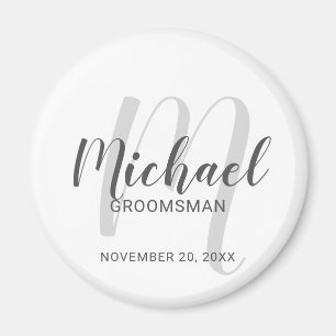 Modern Script Personalised Groomsmen Magnet