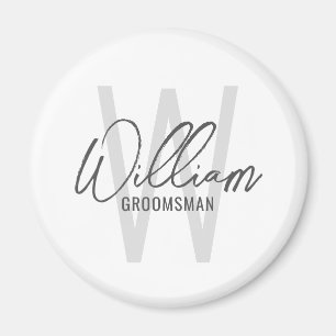 Modern Script Personalised Groomsmen Magnet