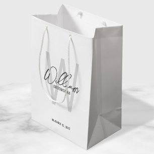 Modern Script Personalised Groomsmen Medium Gift Bag
