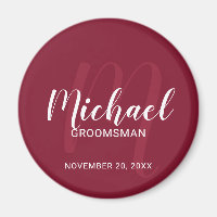 Modern Script Personalised Groomsmen Monogram&Name