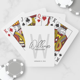 Modern Script Personalised Groomsmen Playing Cards