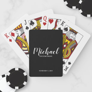 Modern Script Personalised Groomsmen Playing Cards
