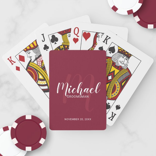 Modern Script Personalised Groomsmen Playing Cards (Creator Uploaded)