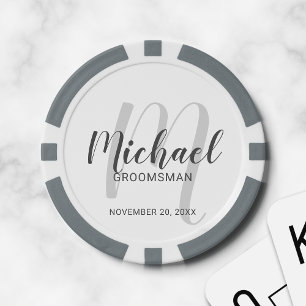 Modern Script Personalised Groomsmen Poker Chips