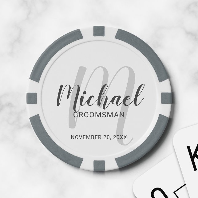 Modern Script Personalised Groomsmen Poker Chips (Creator Uploaded)