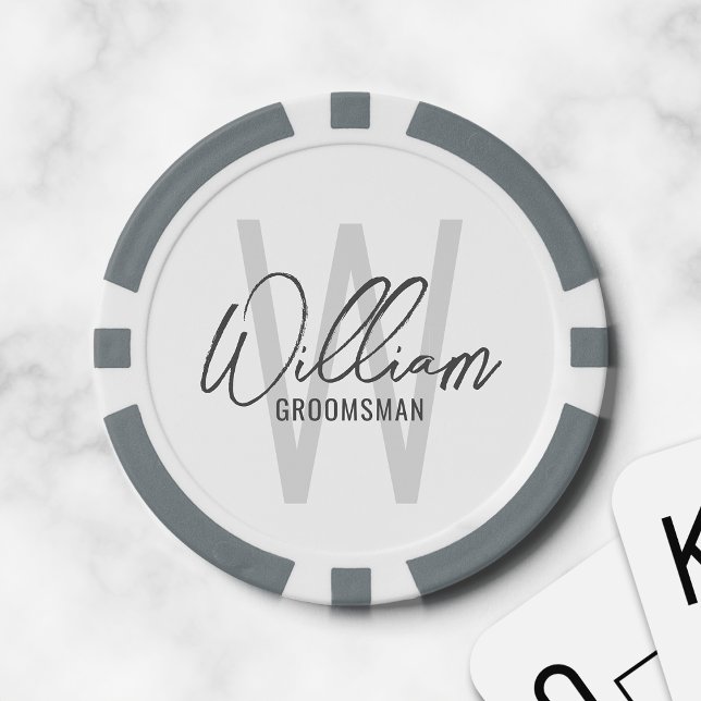 Modern Script Personalised Groomsmen Poker Chips (Creator Uploaded)
