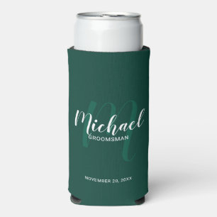 Modern Script Personalised Groomsmen Seltzer Can C Seltzer Can Cooler