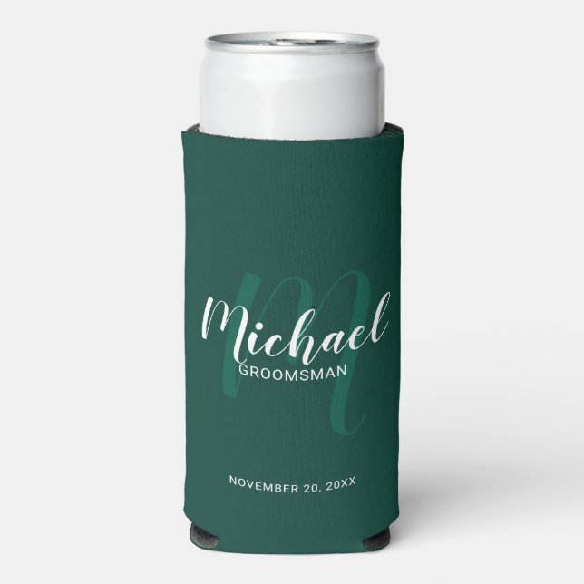 Modern Script Personalised Groomsmen Seltzer Can C Seltzer Can Cooler (Seltzer Front)