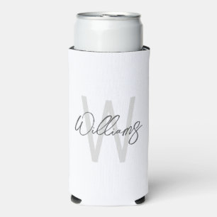 Modern Script Personalised Monogram and Name Can C Seltzer Can Cooler