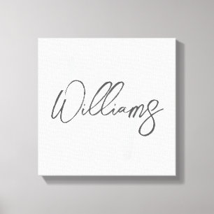 Modern Script Personalised Monogram and Name Canvas Print