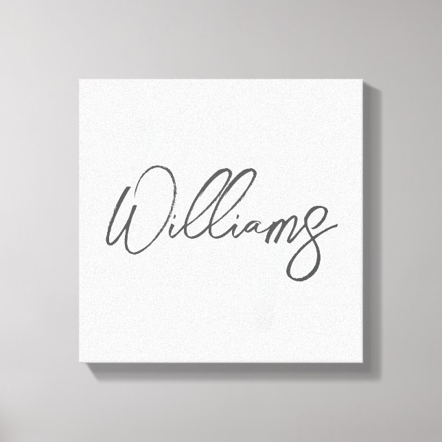 Modern Script Personalised Monogram and Name Canvas Print (Front)
