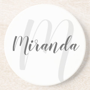 Modern Script Personalised Monogram and Name Coaster