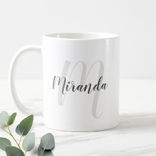 Modern Script Personalised Monogram and Name Coffee Mug