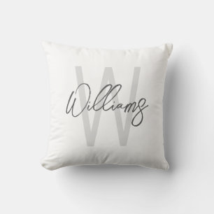 Modern Script Personalised Monogram and Name Cushion