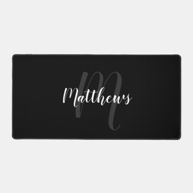 Modern Script Personalised Monogram and Name Desk Mat (Front)