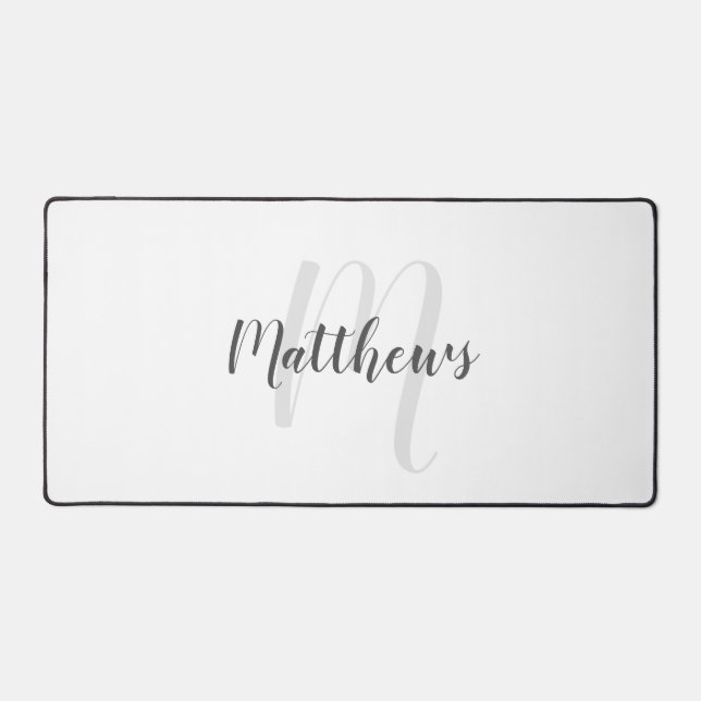 Modern Script Personalised Monogram and Name Desk Mat (Front)