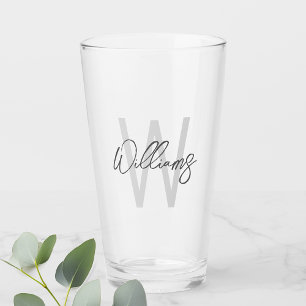 Modern Script Personalised Monogram and Name Glass
