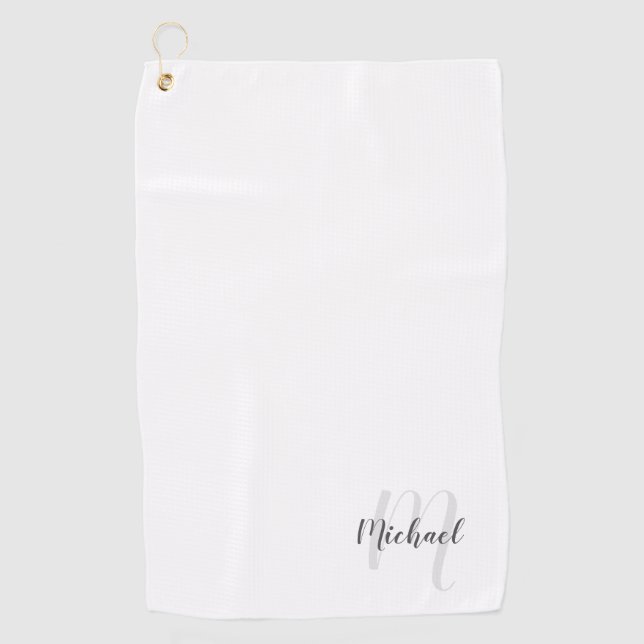 Modern Script Personalised Monogram and Name Golf Towel (Front)
