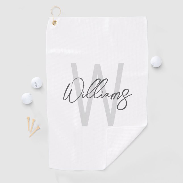 Modern Script Personalised Monogram and Name Golf Towel (InSitu)