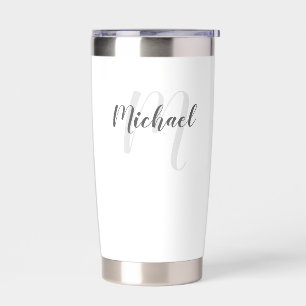 Modern Script Personalised Monogram and Name Insulated Tumbler