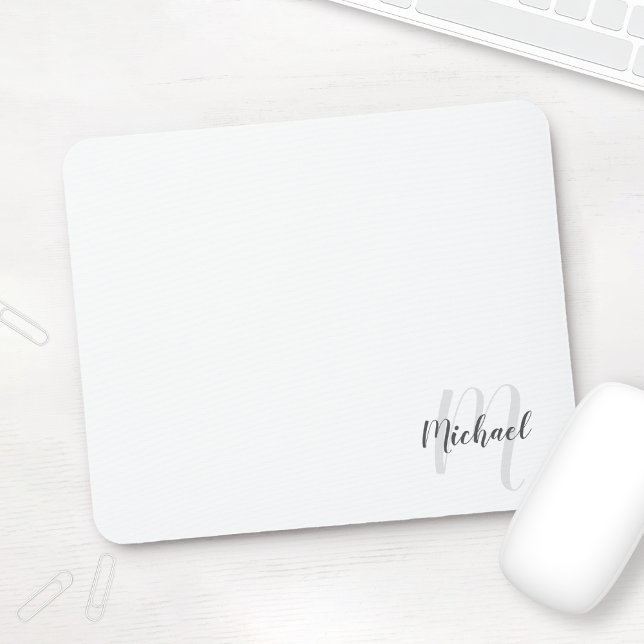 Modern Script Personalised Monogram and Name Mouse Pad (Creator Uploaded)