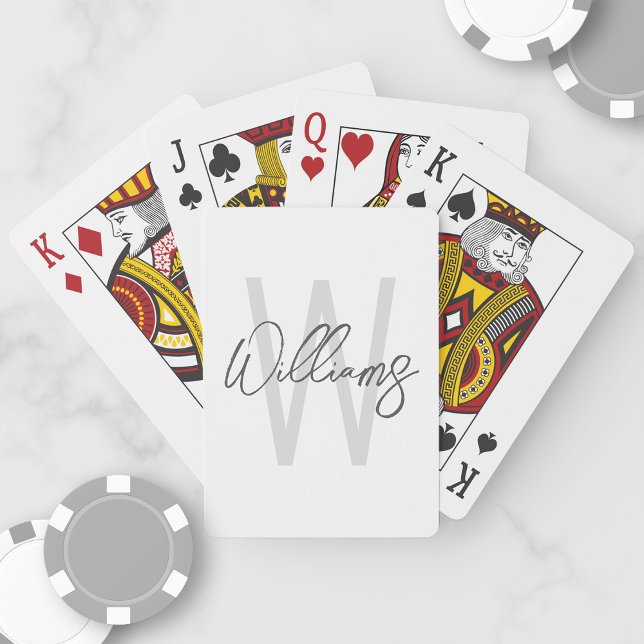 Modern Script Personalised Monogram and Name Playi Playing Cards (Creator Uploaded)
