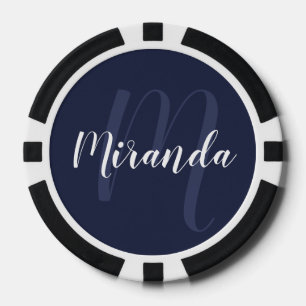 Modern Script Personalised Monogram and Name Poker Chips