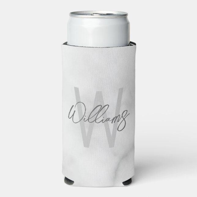 Modern Script Personalised Monogram and Name Seltzer Can Cooler (Seltzer Front)