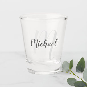 Modern Script Personalised Monogram and Name Shot Glass