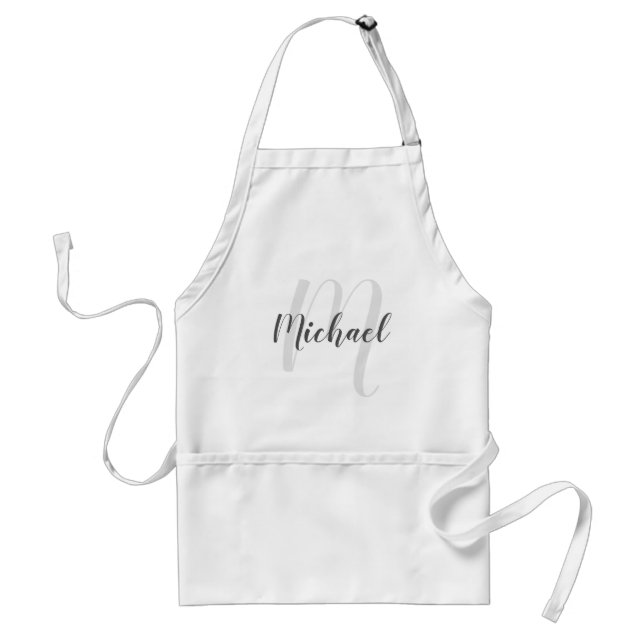 Modern Script Personalised Monogram and Name Standard Apron (Front)