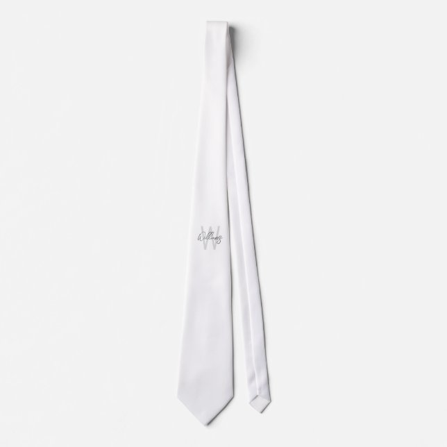 Modern Script Personalised Monogram and Name Tie (Front)