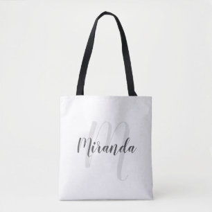 Modern Script Personalised Monogram and Name Tote Bag