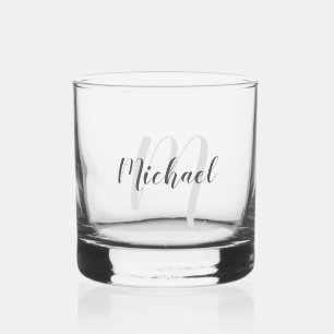 Modern Script Personalised Monogram and Name Whiskey Glass