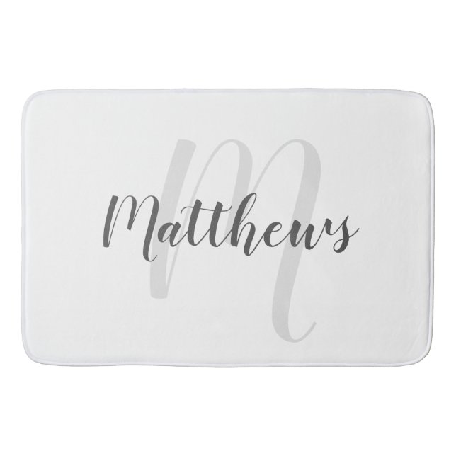 Modern Script Personalised Monogram & Family Name Bath Mat (Front)