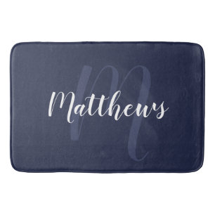 Modern Script Personalised Monogram & Family Name  Bath Mat